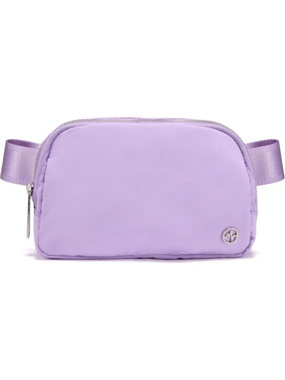 Men's Lilac Purple Crossbody Belt Bag Wide Zipper Adjustable Strap 3-Pockets